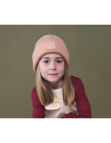BEE-B336B-Kids Deep Cuffed Tonal Patch Beanie